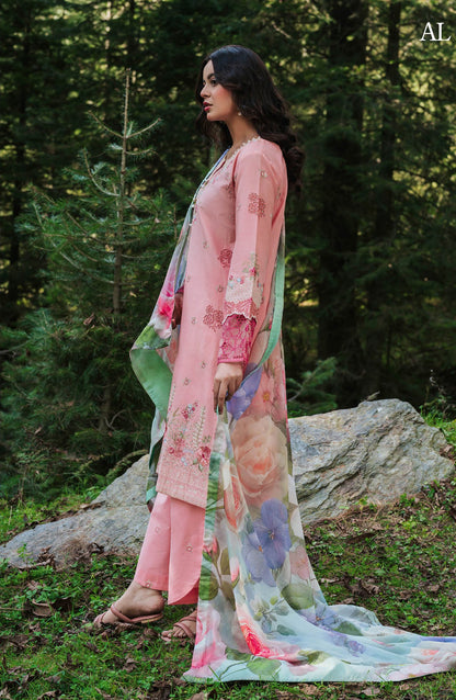 Afsanah Essential Embroidered Lawn Unstitched 3 Piece Suit - AL-110 - AFS26ES - Pink - Summer Collection