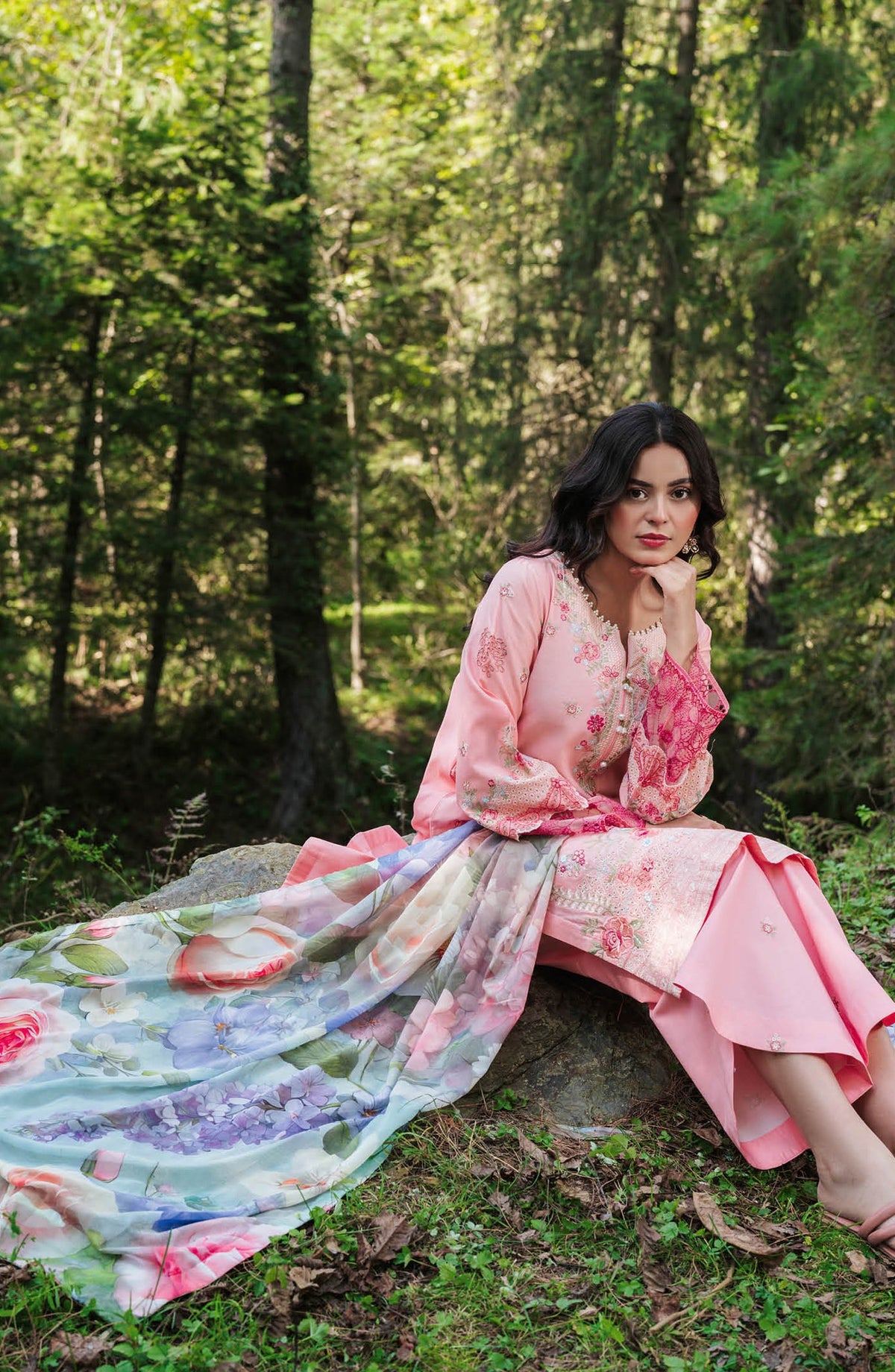 Afsanah Essential Embroidered Lawn Unstitched 3 Piece Suit - AL-110 - AFS26ES - Pink - Summer Collection