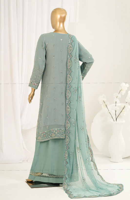 Afsanay by Sadabahar Embroidered Chiffon Stitched 3 Piece Suit - CF-14 - SBD26SFN - Blue - Luxury Collection
