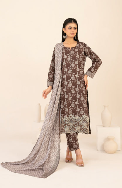 Ailani by Tawakkal Fabrics Embroidered Lawn Unstitched 3 Piece Suit - D-3721 - TF26ALN - Brown - Summer Collection