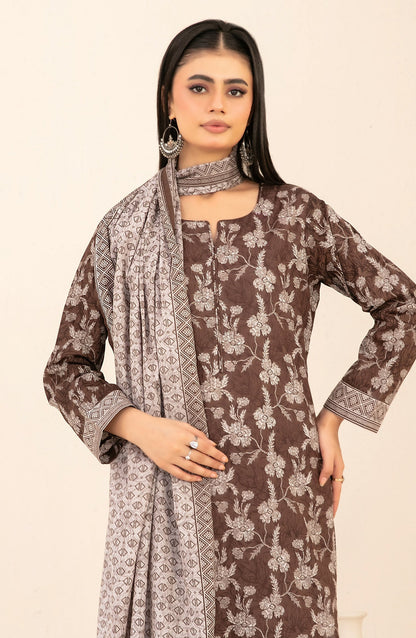 Ailani by Tawakkal Fabrics Embroidered Lawn Unstitched 3 Piece Suit - D-3721 - TF26ALN - Brown - Summer Collection