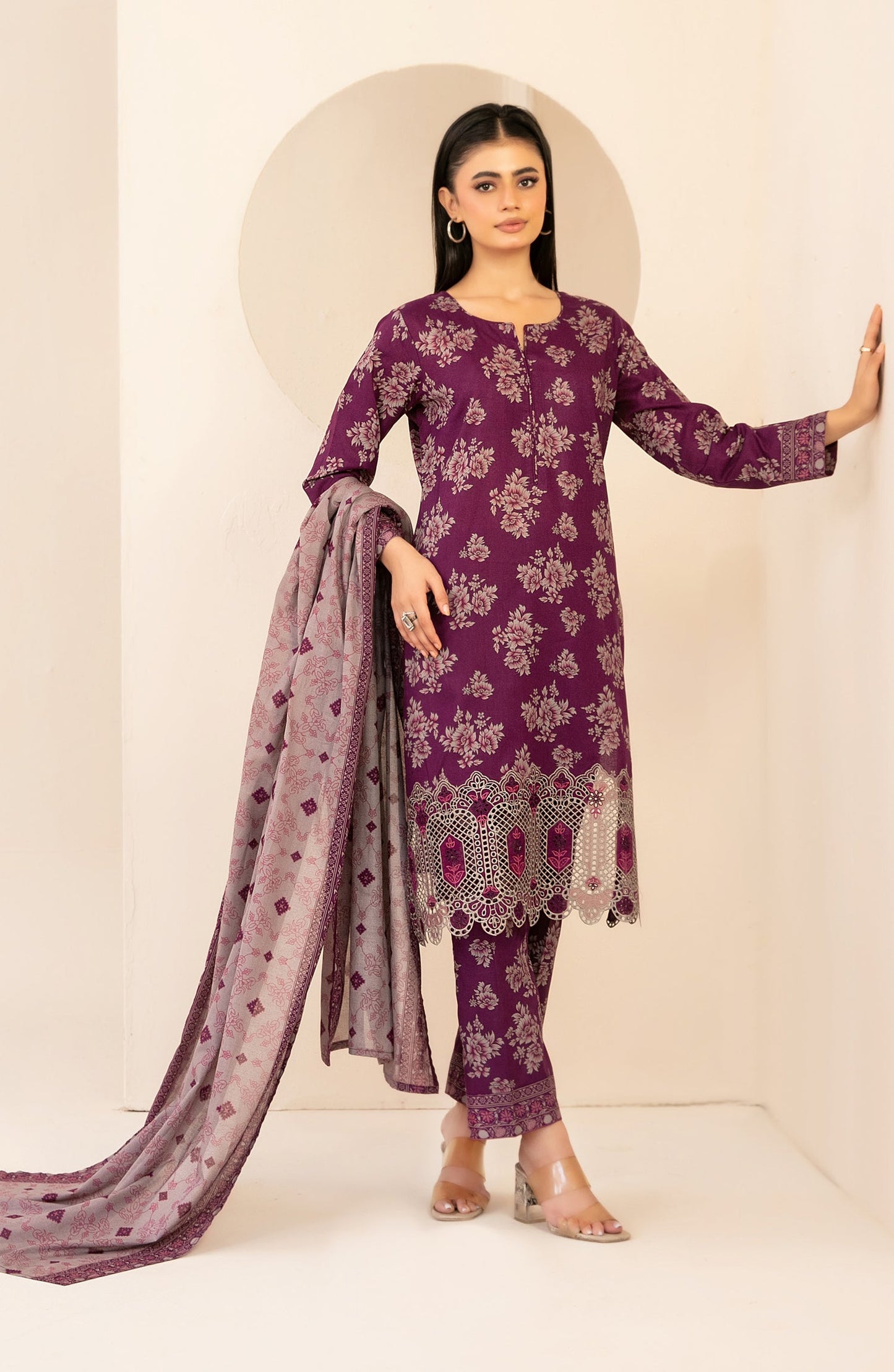 Ailani by Tawakkal Fabrics Embroidered Lawn Unstitched 3 Piece Suit - D-3719 - TF26ALN - Purple - Summer Collection
