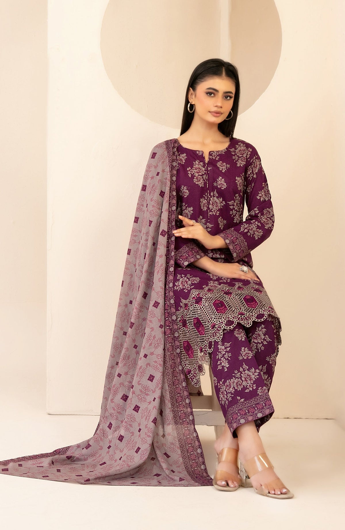 Ailani by Tawakkal Fabrics Embroidered Lawn Unstitched 3 Piece Suit - D-3719 - TF26ALN - Purple - Summer Collection