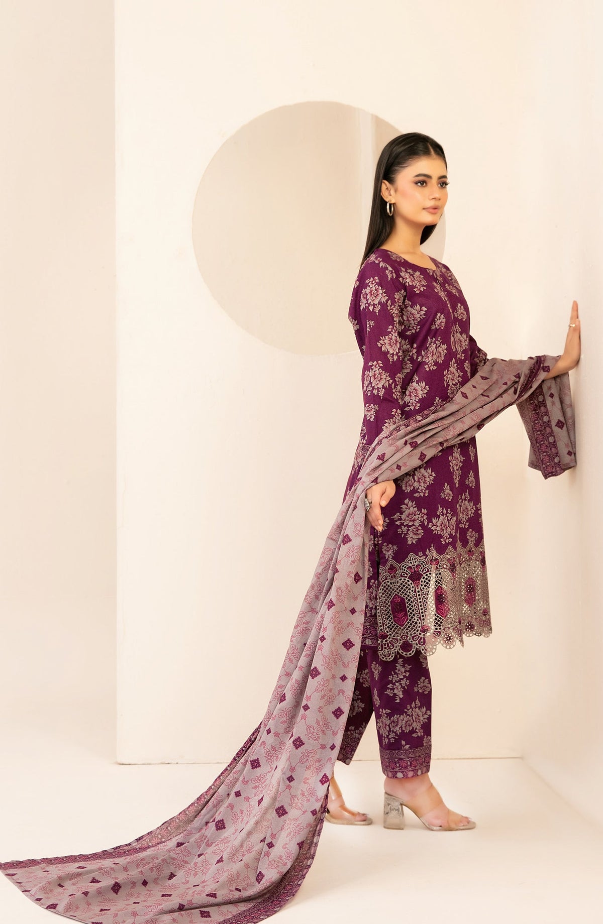 Ailani by Tawakkal Fabrics Embroidered Lawn Unstitched 3 Piece Suit - D-3719 - TF26ALN - Purple - Summer Collection