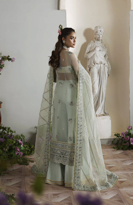 Akbar Aslam Deewani Luxury Embroidered Organza Unstitched 3 Piece Suit - U-1577 - Aetheria - AKA25DW - Blue - Formal Collection