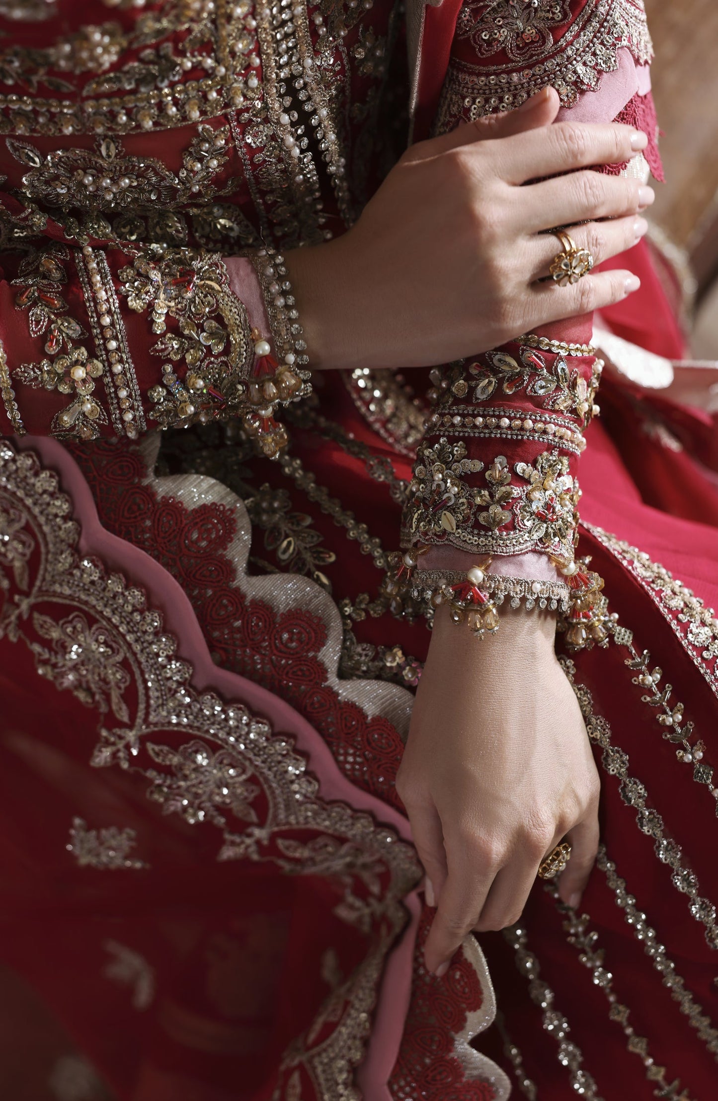 Akbar Aslam Deewani Luxury Embroidered Organza Unstitched 3 Piece Suit - U-1575 - Yeloria - AKA25DW - Hot Pink - Formal Collection