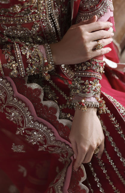 Akbar Aslam Deewani Luxury Embroidered Organza Unstitched 3 Piece Suit - U-1575 - Yeloria - AKA25DW - Hot Pink - Formal Collection