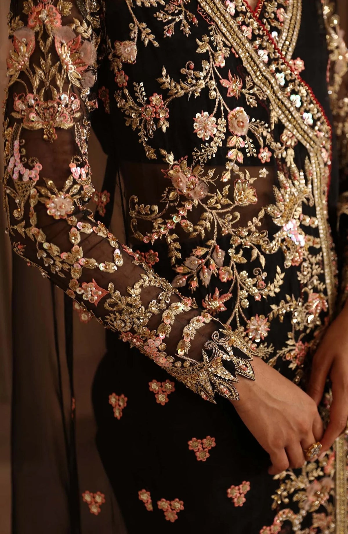 Deewani by Akbar Aslam Luxury Formals Embroidered Organza Unstitched 3 Piece Suit - Elysia - AKA25DWN2 - Black - Festive Collection