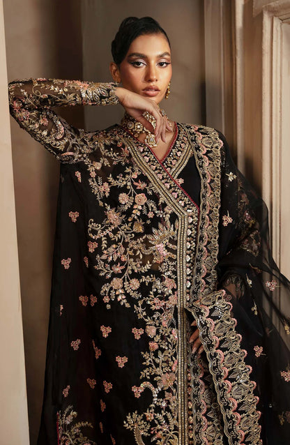 Deewani by Akbar Aslam Luxury Formals Embroidered Organza Unstitched 3 Piece Suit - Elysia - AKA25DWN2 - Black - Festive Collection
