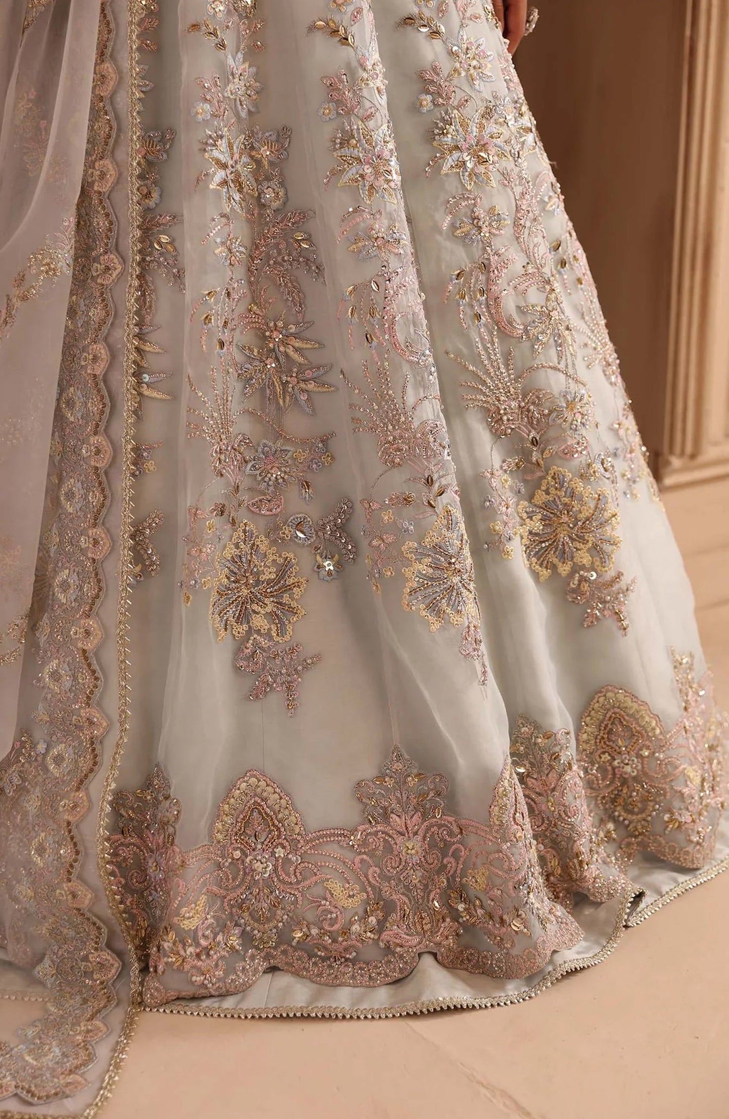 Deewani by Akbar Aslam Luxury Formals Embroidered Organza Unstitched 3 Piece Suit - Ophelia - AKA25DWN2 - Blue - Festive Collection
