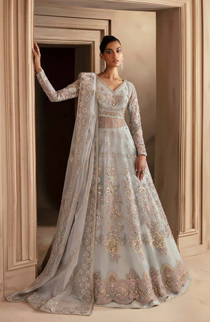 Deewani by Akbar Aslam Luxury Formals Embroidered Organza Unstitched 3 Piece Suit - Ophelia - AKA25DWN2 - Blue - Festive Collection