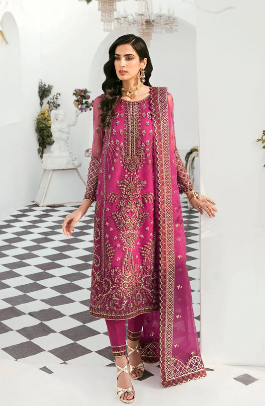 Akbar Aslam Luxury Embroidered Organza Unstitched 3 Piece Suit - Isla - AKA25LXF - Pink - Festive Collection