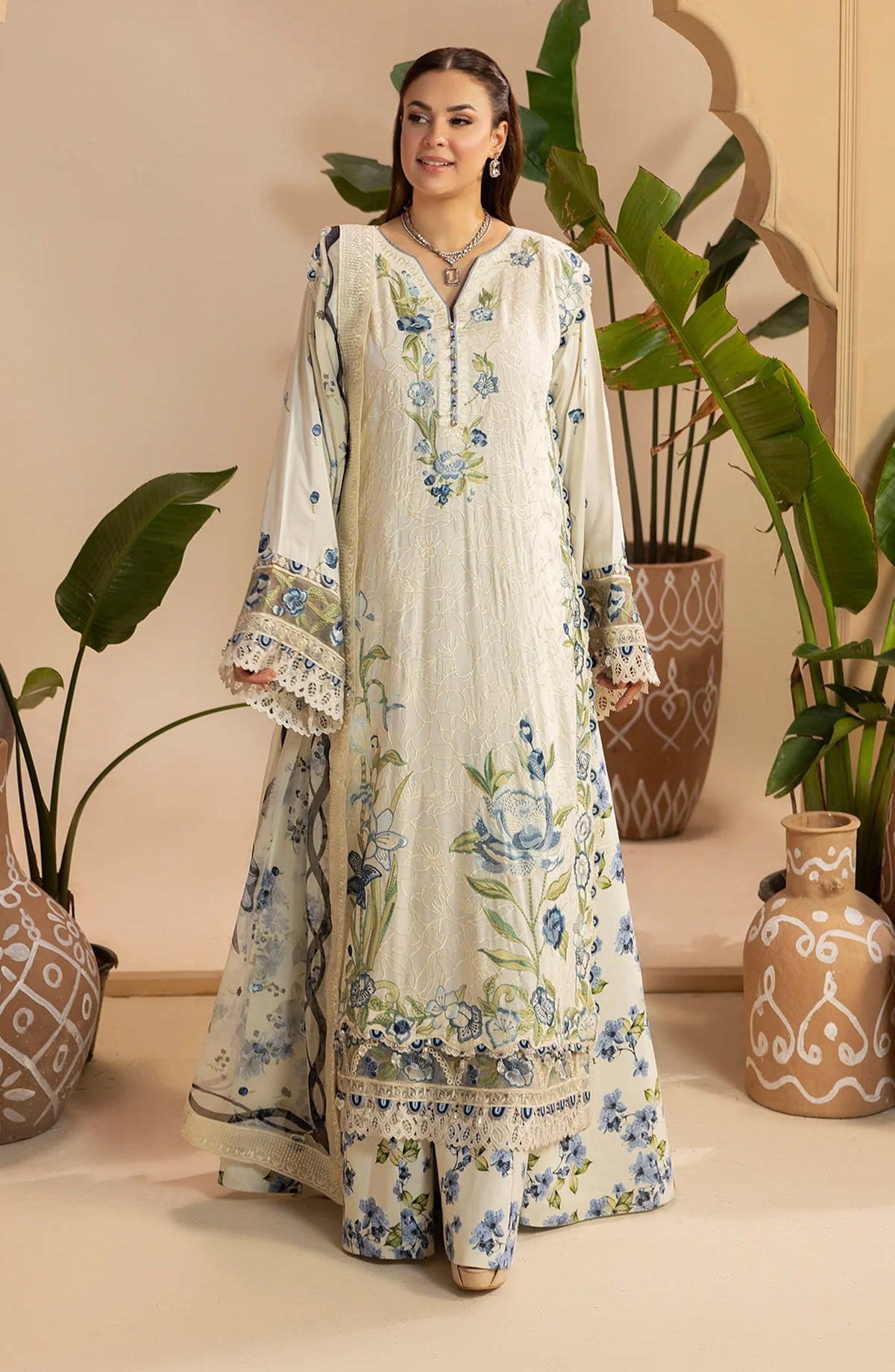 Gulkar Embroidered Viscose Unstitched 3 Piece Suit - GK-02 - AK26GLK - Off White - Winter Collection