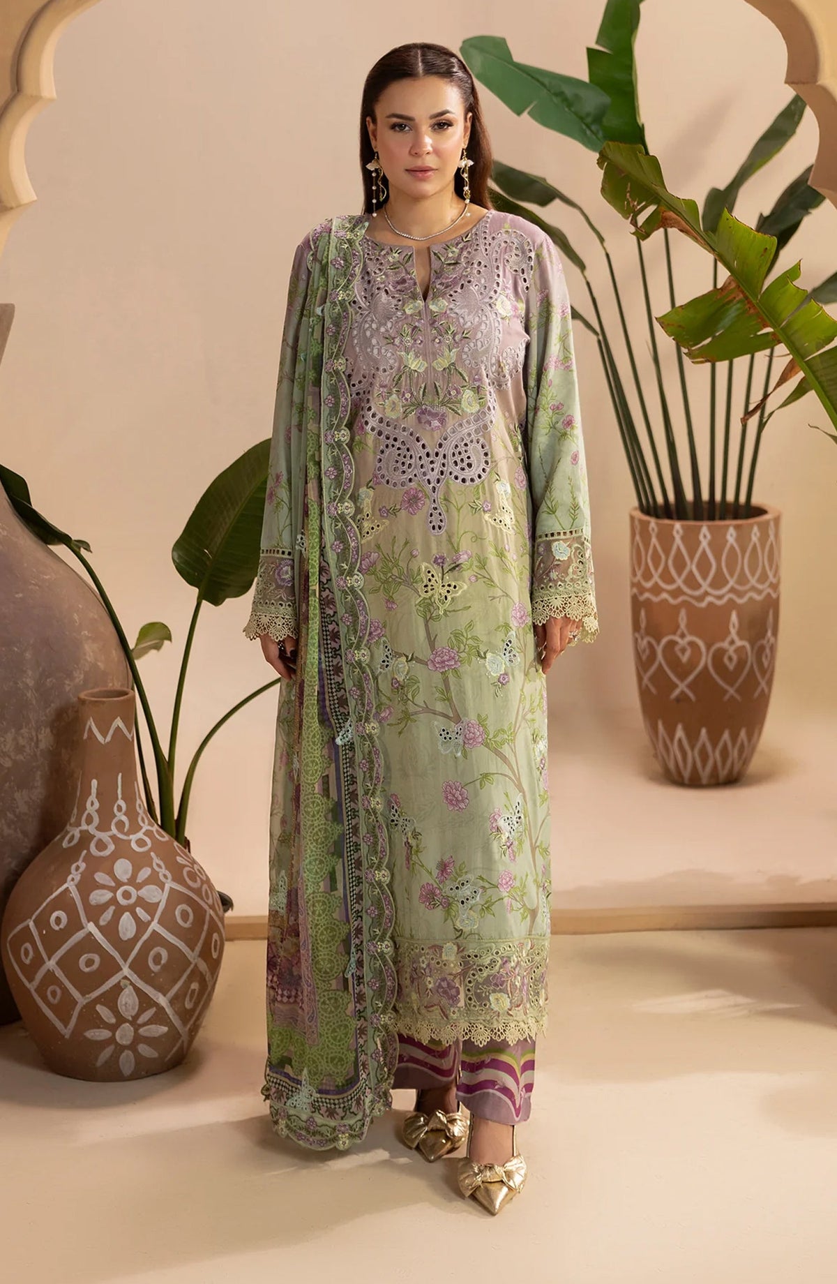 Gulkar Embroidered Viscose Unstitched 3 Piece Suit - GK-04 - AK26GLK - Mint Green - Winter Collection