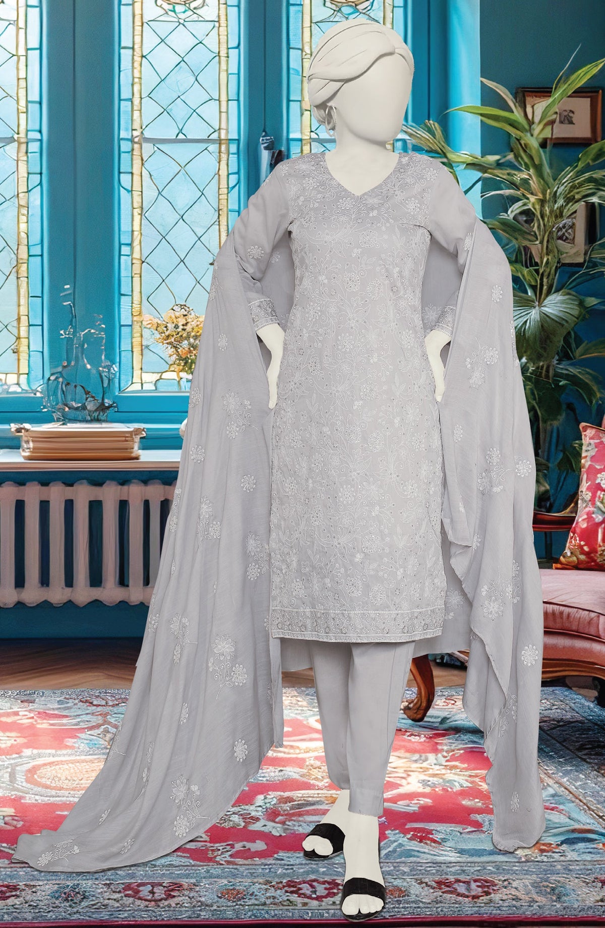 Embroidered Lawn Unstitched 3 Piece Suit - D-04 - AK26EMB - Purple - Summer Collection