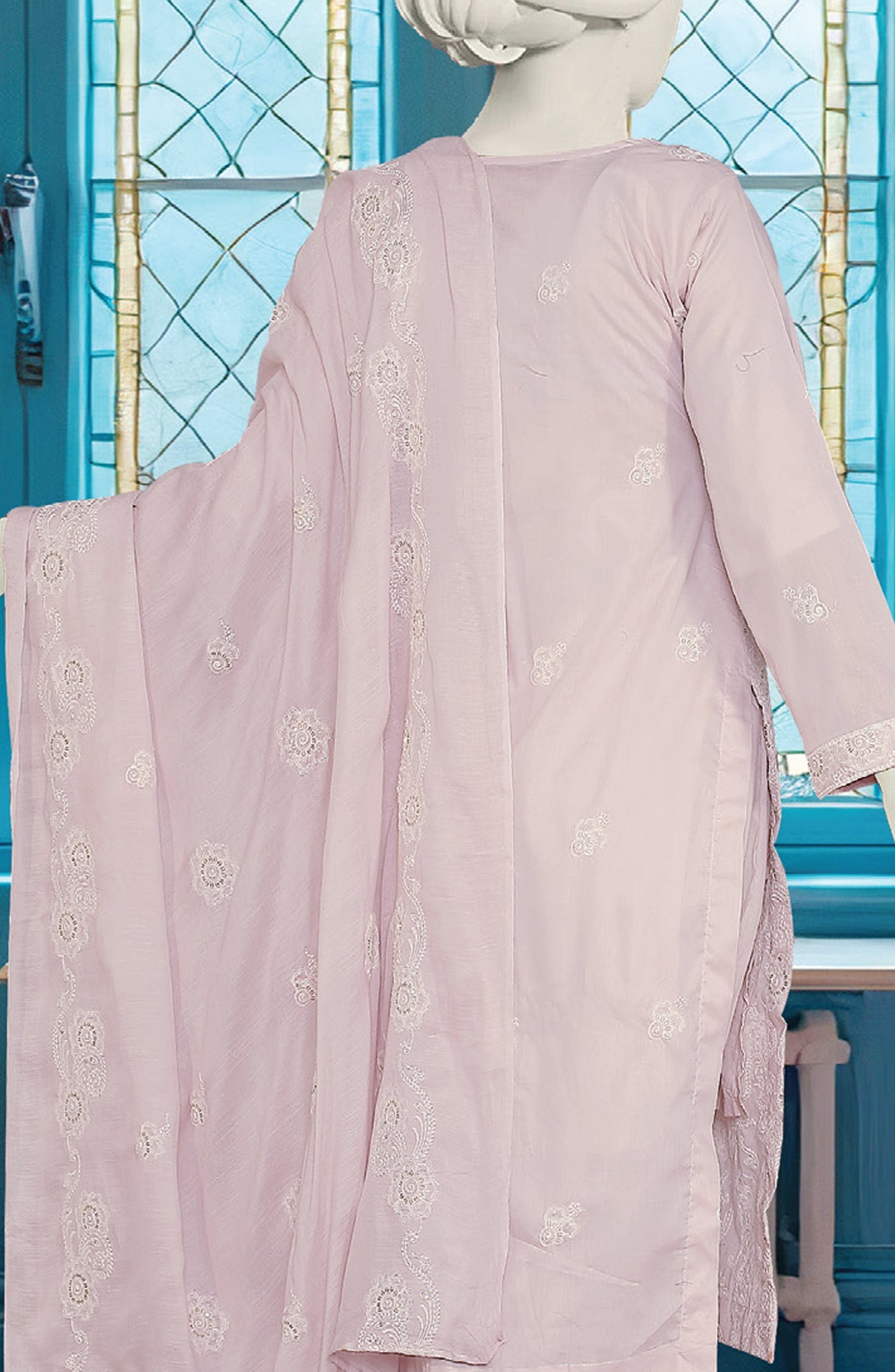 Embroidered Lawn Unstitched 3 Piece Suit - D-01 - AK26EMB - Pink - Summer Collection