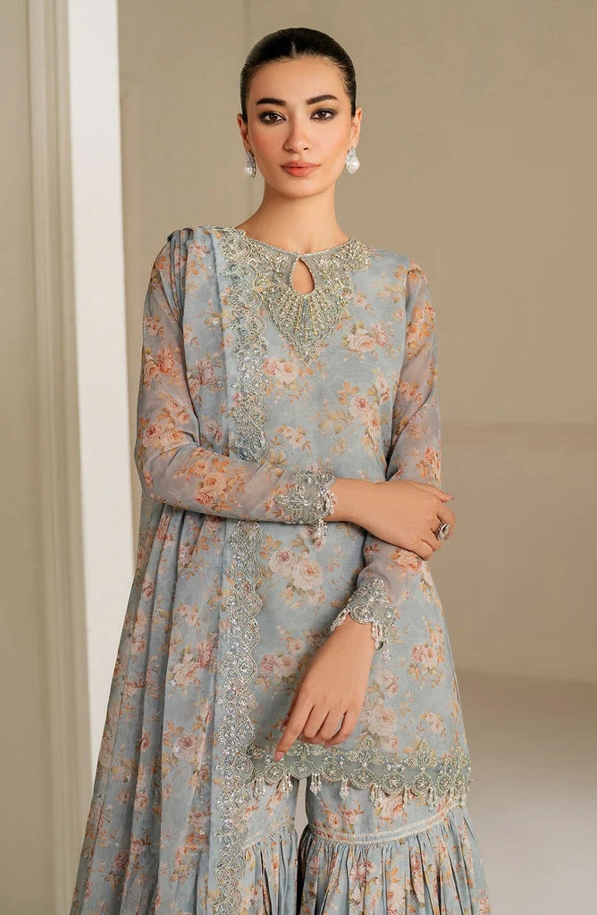 Baroque Exclusive Formal Embroidered Chiffon Unstitched 3Pc UF-4165 Formal Collection