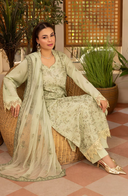 Zaryab Embroidered Silk Karandi Unstitched 3 Piece Suit - KRS-294 - AK26YB - Green - Winter Collection
