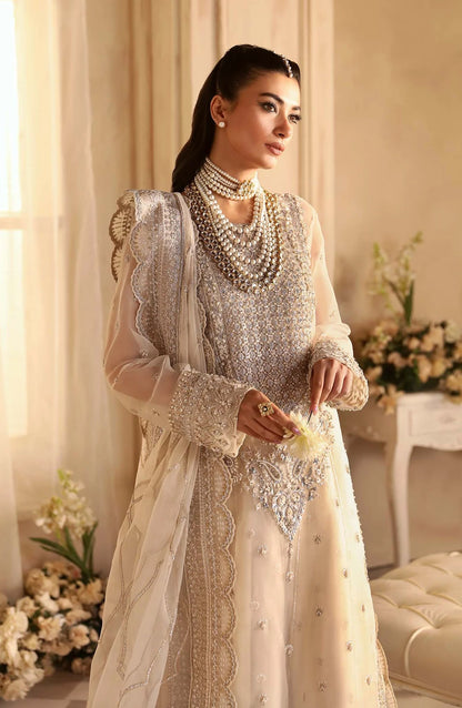 Aleia by Akbar Aslam Luxury Formals Embroidered Organza Unstitched 3 Piece Suit - Azucena - AKA25ALE - Fawn - Festive Collection