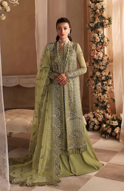 Aleia by Akbar Aslam Luxury Formals Embroidered Organza Unstitched 3 Piece Suit - Seren - AKA25ALE - Green - Festive Collection