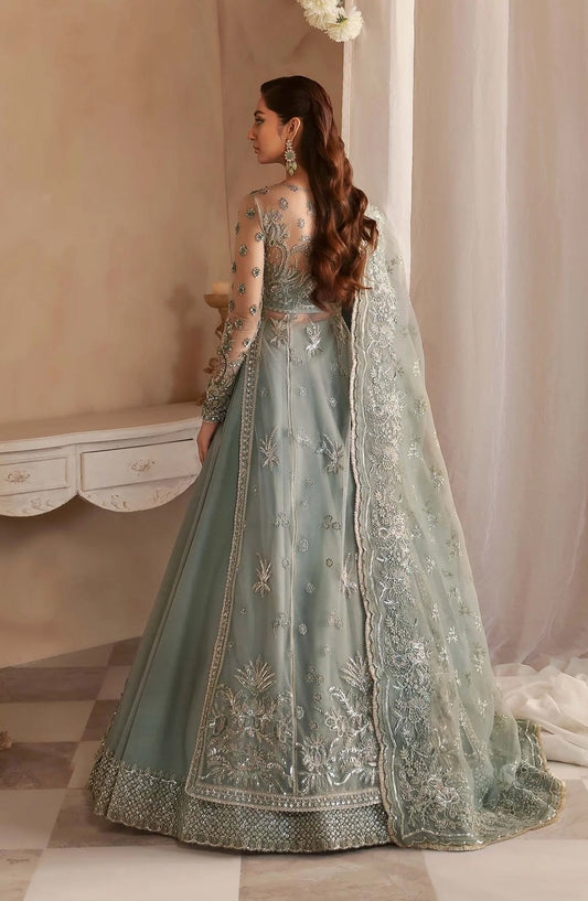 Aleia by Akbar Aslam Luxury Formals Embroidered Net Unstitched 3 Piece Suit - Noche - AKA25ALE - Blue - Festive Collection