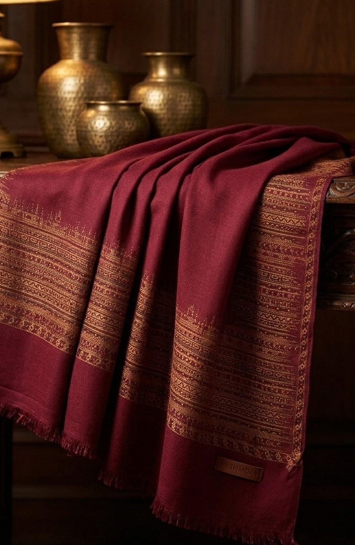 Amna Khadija Kanni Wool Jacquard Shawl - D-02 - AM26GW - Pink - Winter Collection