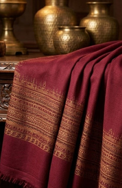 Amna Khadija Kanni Wool Jacquard Shawl - D-02 - AM26GW - Pink - Winter Collection