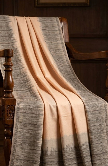 Amna Khadija Kanni Wool Jacquard Shawl - D-04 - AM26GW - Skin - Winter Collection