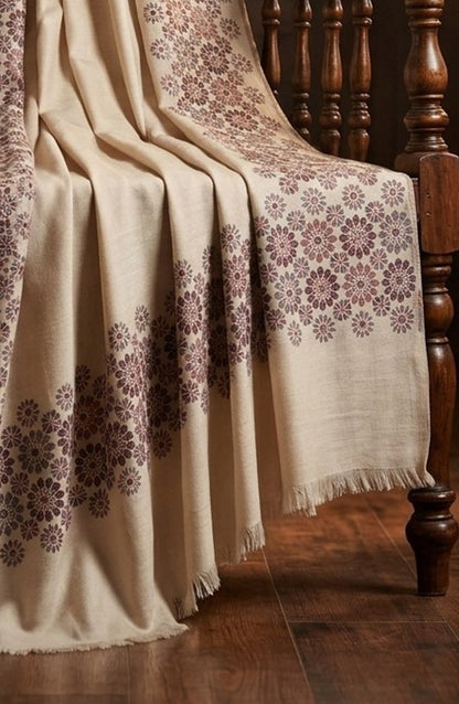 Amna Khadija Kanni Wool Jacquard Shawl - D-15 - AM26GW - Fawn - Winter Collection