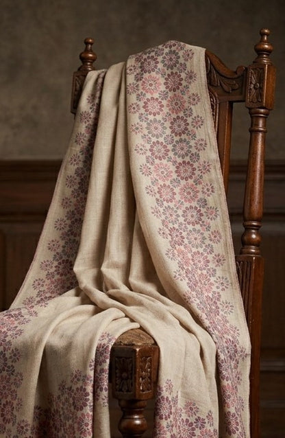 Amna Khadija Kanni Wool Jacquard Shawl - D-16 - AM26GW - Fawn - Winter Collection