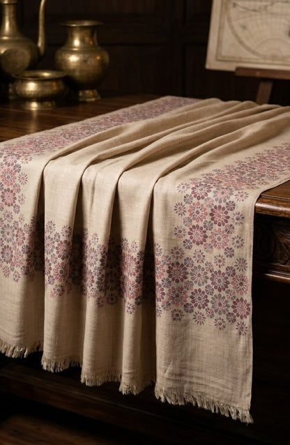 Amna Khadija Kanni Wool Jacquard Shawl - D-16 - AM26GW - Fawn - Winter Collection