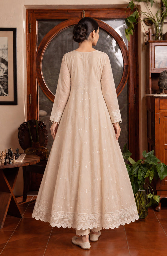 Amna Khadija Noor-e-Nawab Lucknowi Embroidered Cotton Stitched 3 Piece Suit - AKNNL-06 - AM26LKH - Skin - Winter Collection