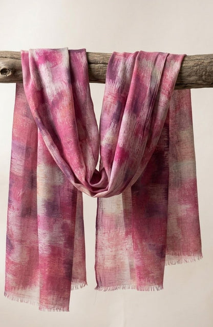 Amna Khadija Printed Twill Pure Lawn Stole - ALS-02 - AM26LST - Pink - Winter Collection