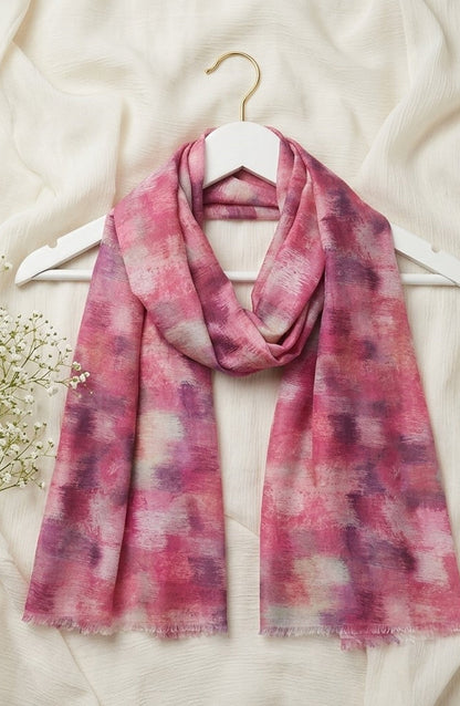 Amna Khadija Printed Twill Pure Lawn Stole - ALS-02 - AM26LST - Pink - Winter Collection