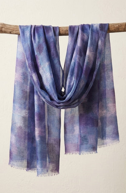Amna Khadija Printed Twill Pure Lawn Stole - ALS-03 - AM26LST - Blue - Winter Collection