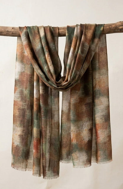 Amna Khadija Printed Twill Pure Lawn Stole - ALS-08 - AM26LST - Rust - Winter Collection