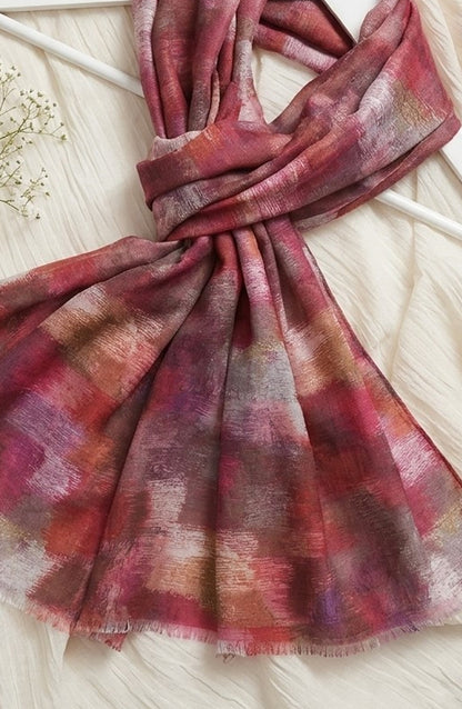 Amna Khadija Printed Twill Pure Lawn Stole - ALS-09 - AM26LST - Pink - Winter Collection