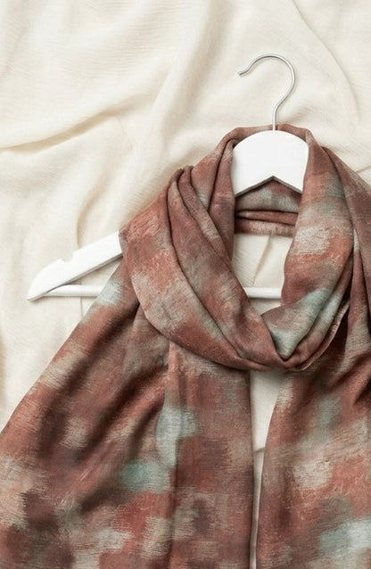 Amna Khadija Printed Twill Pure Lawn Stole - ALS-12 - AM26LST - Brown - Winter Collection