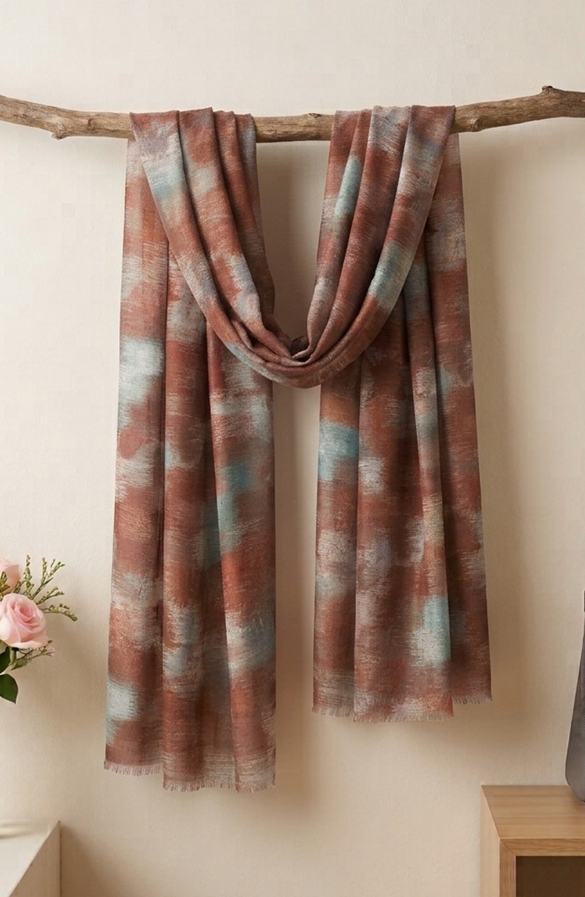 Amna Khadija Printed Twill Pure Lawn Stole - ALS-12 - AM26LST - Brown - Winter Collection