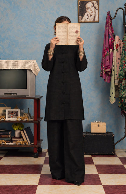 Amna Khadija Twinkle Khaddar Stitched 2 Piece Co-ord Set - AKTK-04 - AM26TWL - Black - Winter Collection