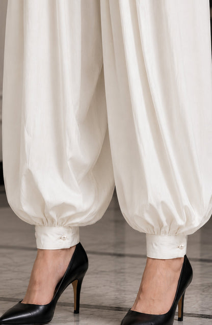 Amna Khadija Malai Boski Balloon Pant - BLN-1 - AKP26BLN - White - Trouser Collection