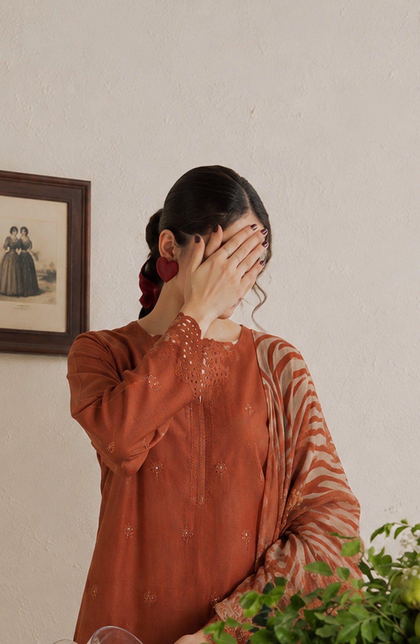 Amna Khadija Bella Doria Chikankari Lawn Unstitched 3 Piece Suit - AKBD-15 - AM26UBD - Orange - Summer Collection