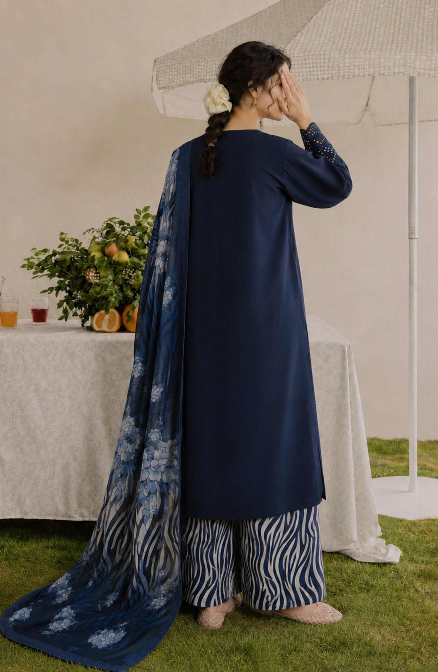 Amna Khadija Bella Doria Chikankari Lawn Unstitched 3 Piece Suit - AKBD-13 - AM26UBD - Blue - Summer Collection