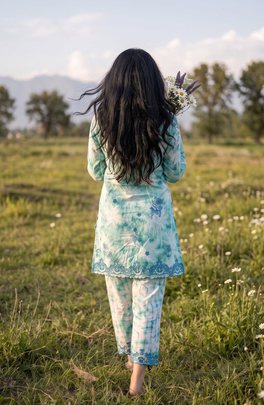 Amna Khadija Embroidered Chikankari Lawn Stitched 2 Piece Co ord Set - AKSE-19 - AM26ETRE - Sea Green - Summer Collection