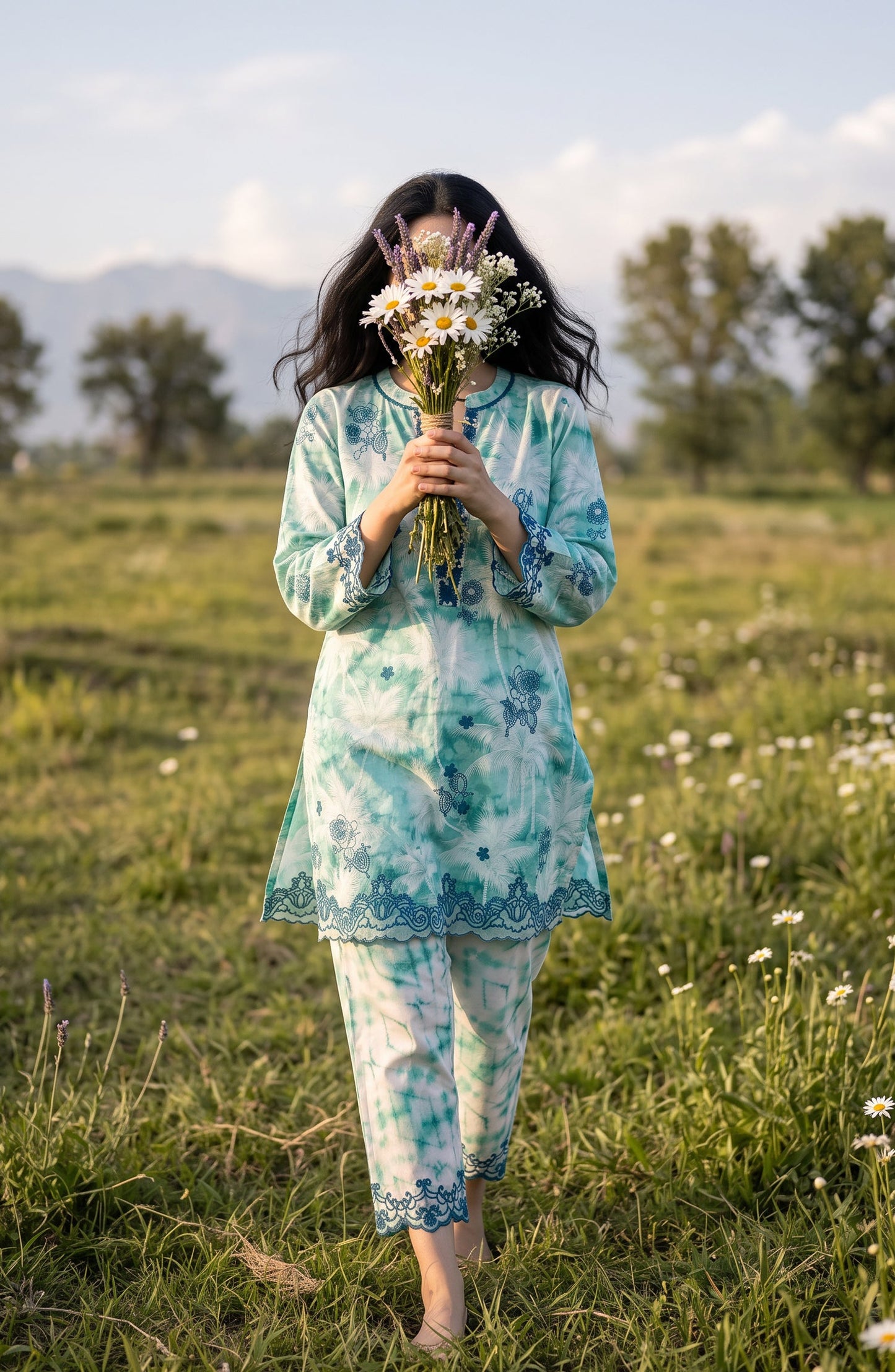 Amna Khadija Embroidered Chikankari Lawn Stitched 2 Piece Co ord Set - AKSE-19 - AM26ETRE - Sea Green - Summer Collection