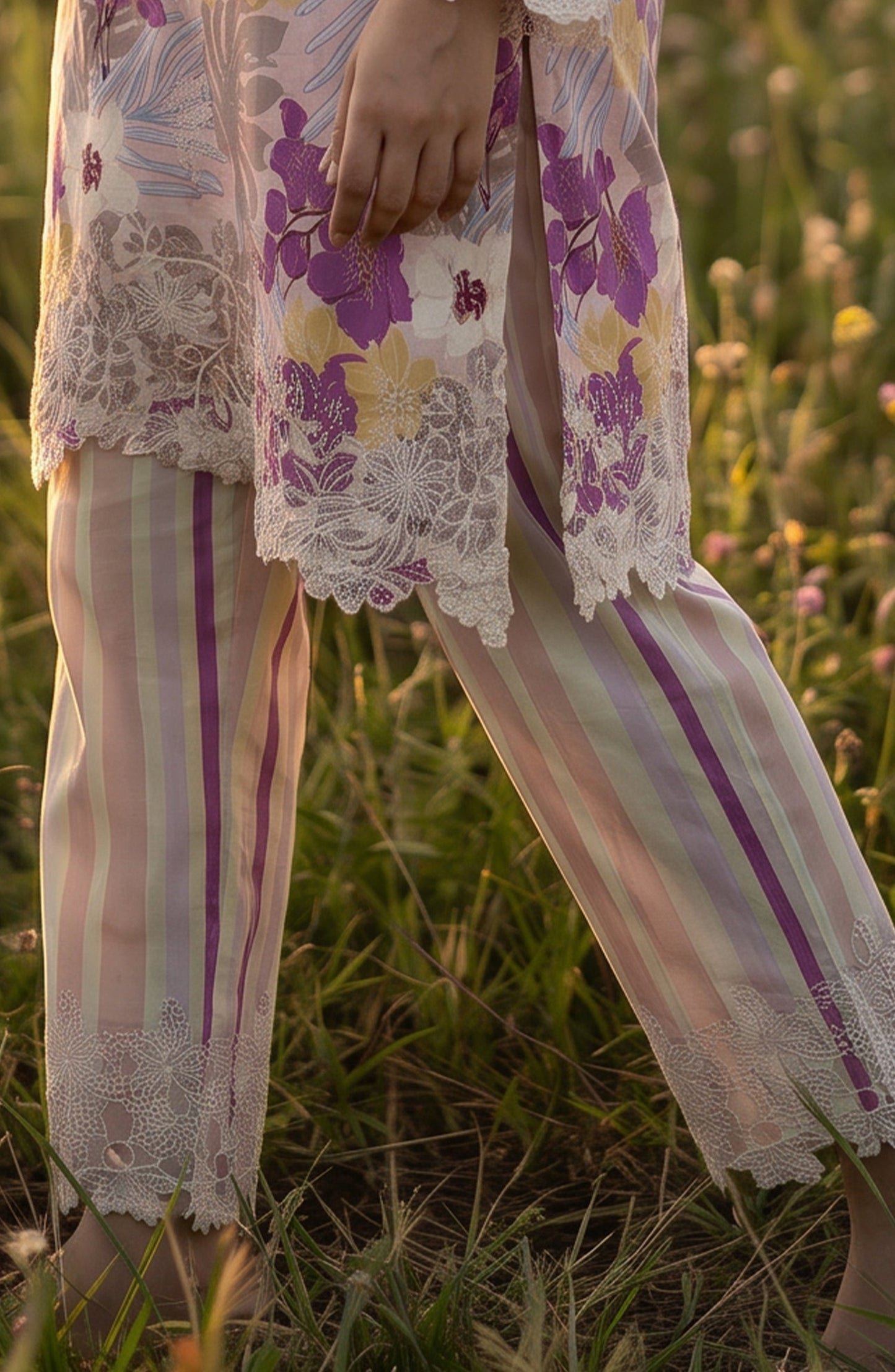 Amna Khadija Embroidered Chikankari Lawn Stitched 2 Piece Co ord Set - AKSE-20 - AM26ETRE - Pink - Summer Collection