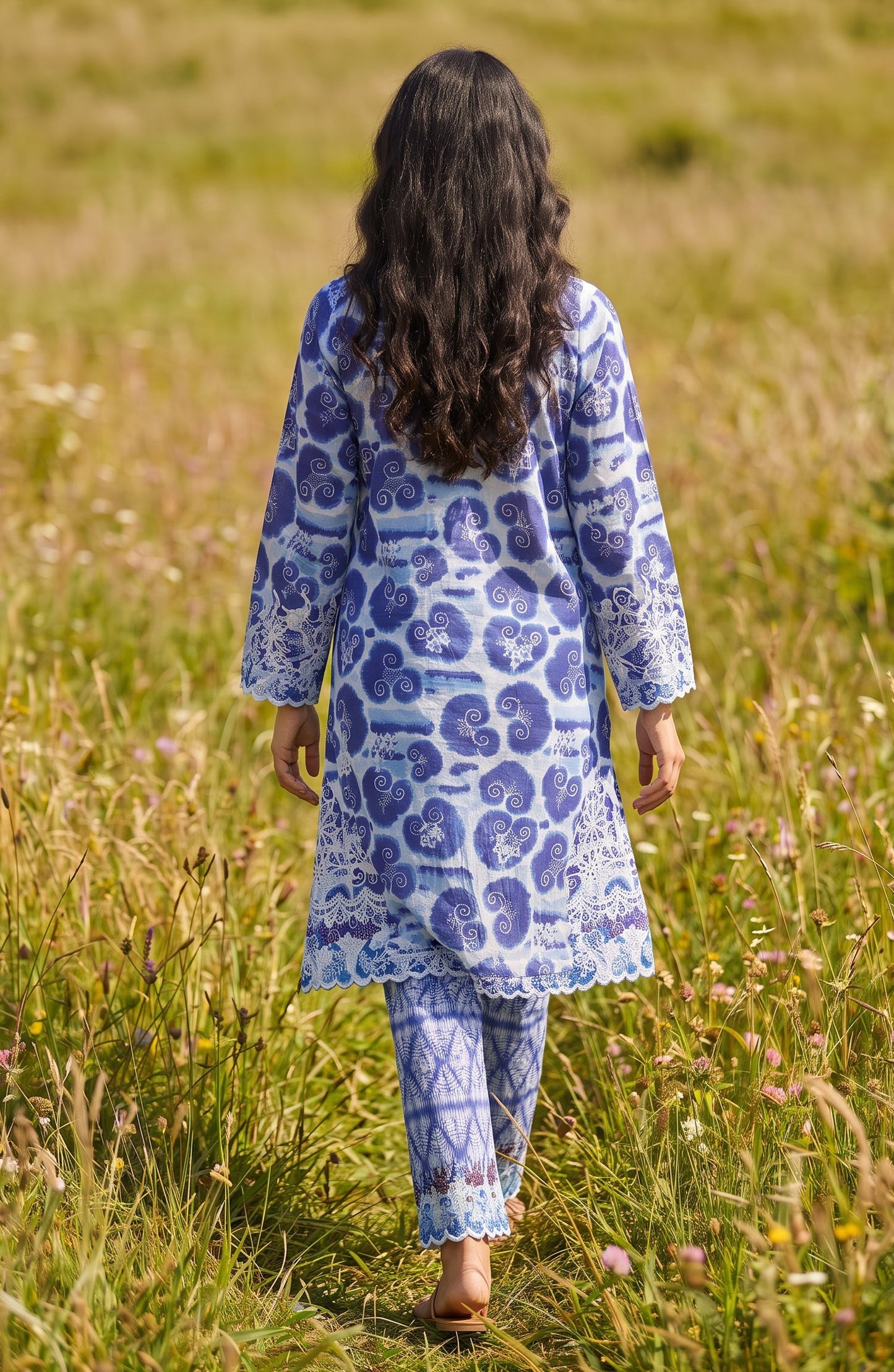 Amna Khadija Embroidered Chikankari Lawn Stitched 2 Piece Co ord Set - AKSE-24 - AM26ETRE - Blue - Summer Collection