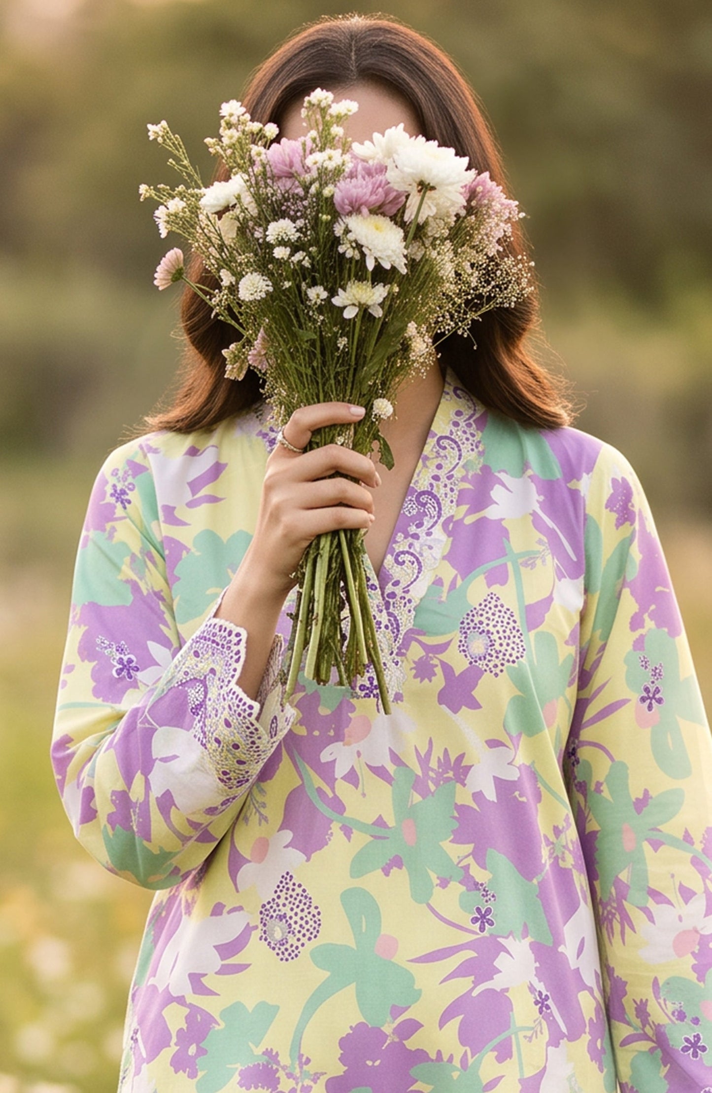 Amna Khadija Embroidered Chikankari Lawn Stitched 2 Piece Co ord Set - AKSE-25 - AM26ETRE - Multi - Summer Collection