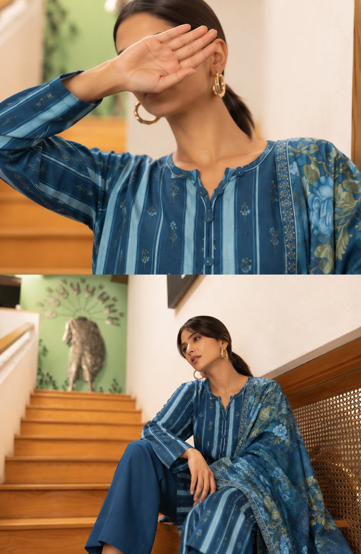 Amna Khadija Embroidered Cotton Stitched 3 Piece Suit - AKED-03 - AM26VRY - Blue - Summer Collection