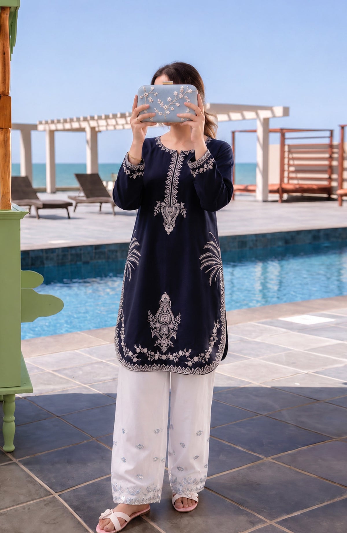 Amna Khadija Embroidered Viscose Linen Stitched 2 Piece Co-ord Set - AKPS-02 - AM26SLY - Black - Winter Collection